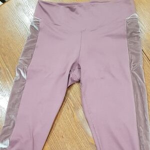 Women's Mauve Active Leggings with Velvet Side Panels